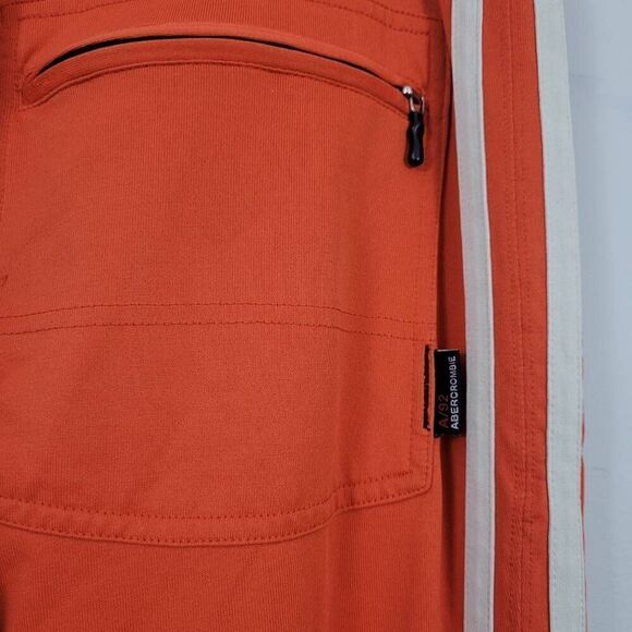 Vintage 90s Y2K Abercrombie and Fitch Orange Track Pants Sz S Straight Leg Zip - Picture 3 of 7